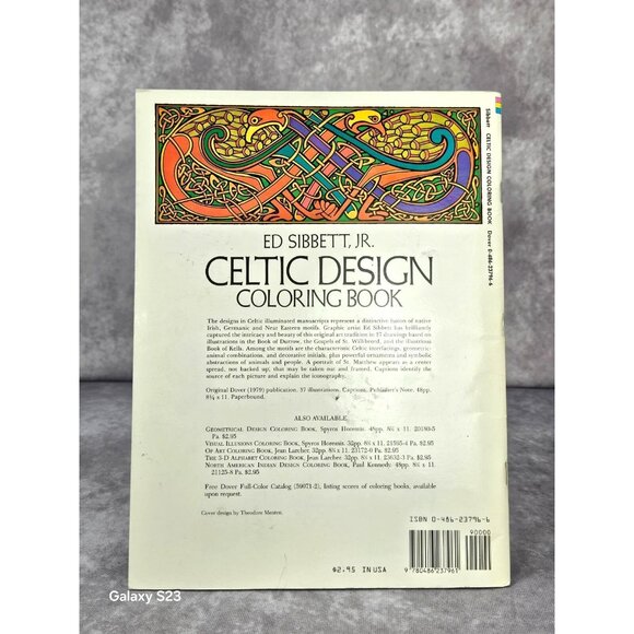 Ed Sibbett Jr Celtic Design Coloring Book Dover Design Books Retro Paperback - Picture 8 of 8